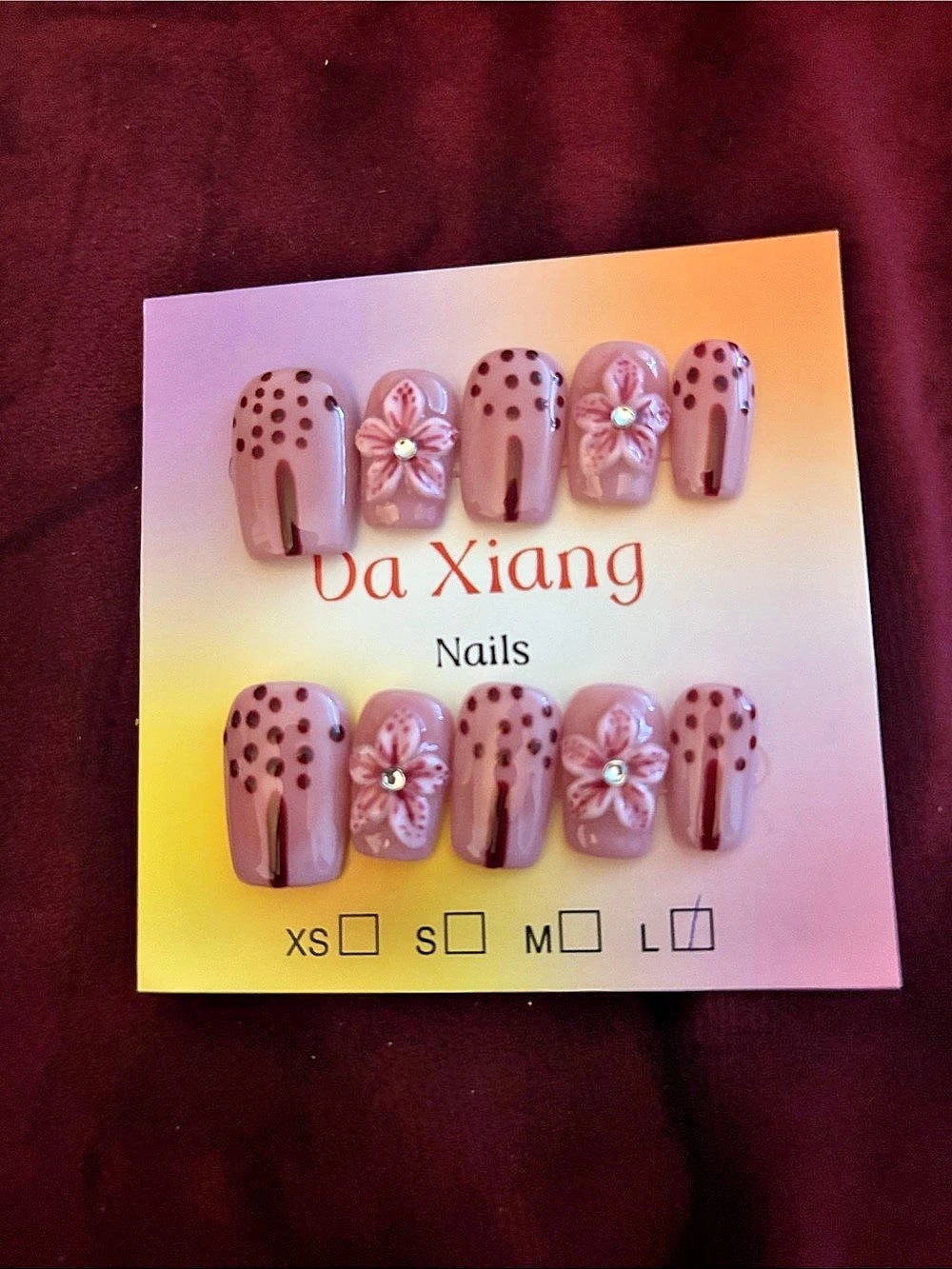 Da Xiang Pink & Brown Polka Dot Press-On Nails